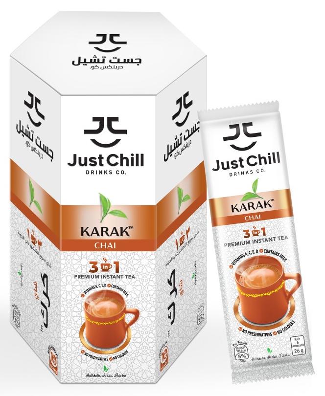Just Chill Drinks Co. Karak Chai Regular Tea Premix Immunity Booster 26g x 10 sachet - Image 1